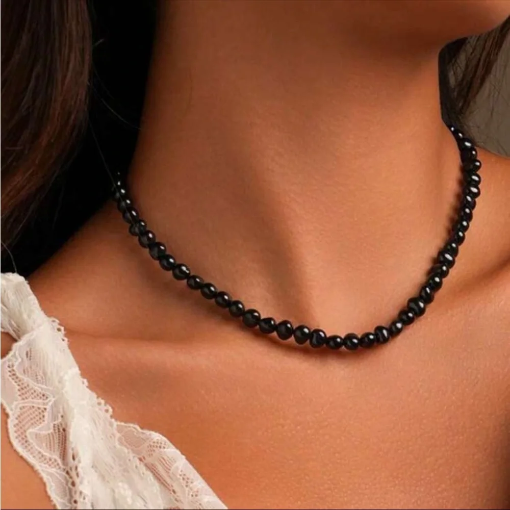 Black Blue Genuine Freshwater Pearl Necklace